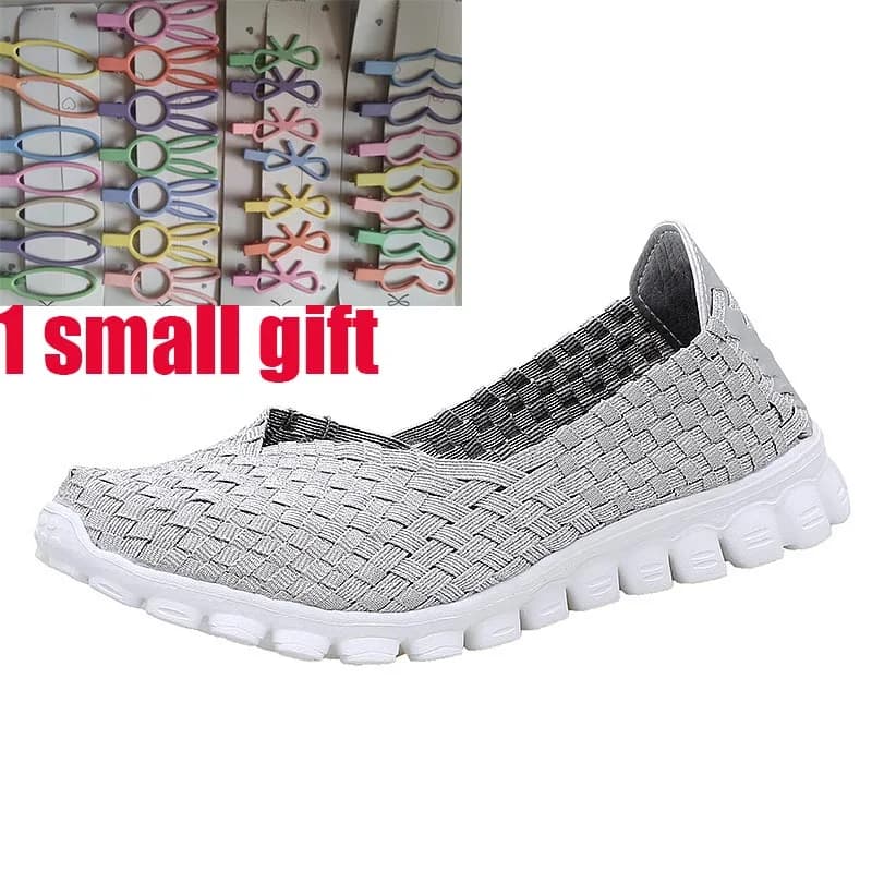 Podzimní dámské slip on boty tkané jednobarevné baleríny pohodlné