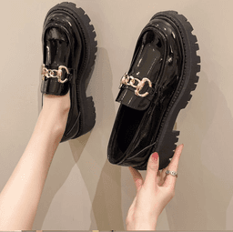 Dámské loafers Mary Jane kulatá špička s platformou casual kovová spona - náhled 3
