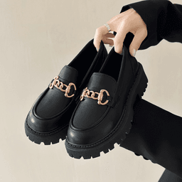 Dámské loafers Mary Jane kulatá špička s platformou casual kovová spona - náhled 7