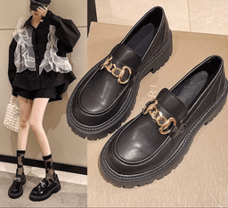 Dámské loafers Mary Jane kulatá špička s platformou casual kovová spona - náhled 6