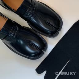 Tabi loafers pánské i dámské lakované boty s rozdělenou špičkou a tlustou podrážkou - náhled 4