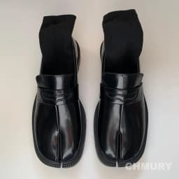 Tabi loafers pánské i dámské lakované boty s rozdělenou špičkou a tlustou podrážkou - náhled 2