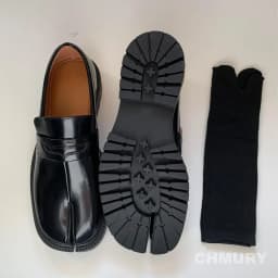 Tabi loafers pánské i dámské lakované boty s rozdělenou špičkou a tlustou podrážkou - náhled 6