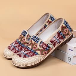 Dámské boty etno styl vyšívané prodyšné casual obuv s plochou podrážkou - náhled 2