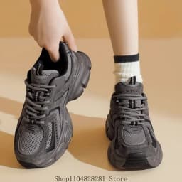 Dámské boty typu dad shoes s měkkou podrážkou černé podzimní zimní pohodlné na běhání - náhled 4