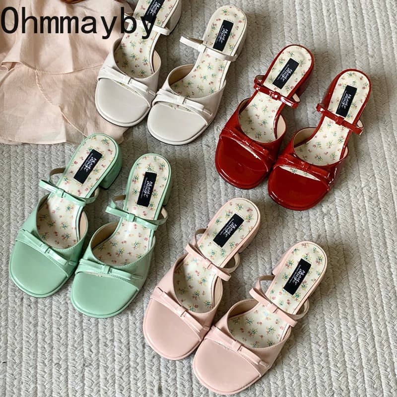 Letní dámské sandály s tlustým podpatkem a otevřenou špičkou Elegantní plesové boty