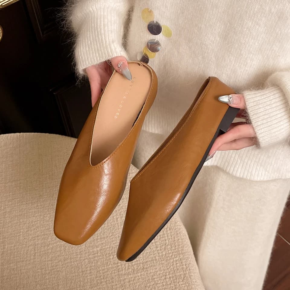Dámské pohodlné kožené mules letní elegantní sandály módní stylové