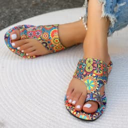 Dámské pantofle Boho květinový vzor lehké domácí sandály - náhled 7