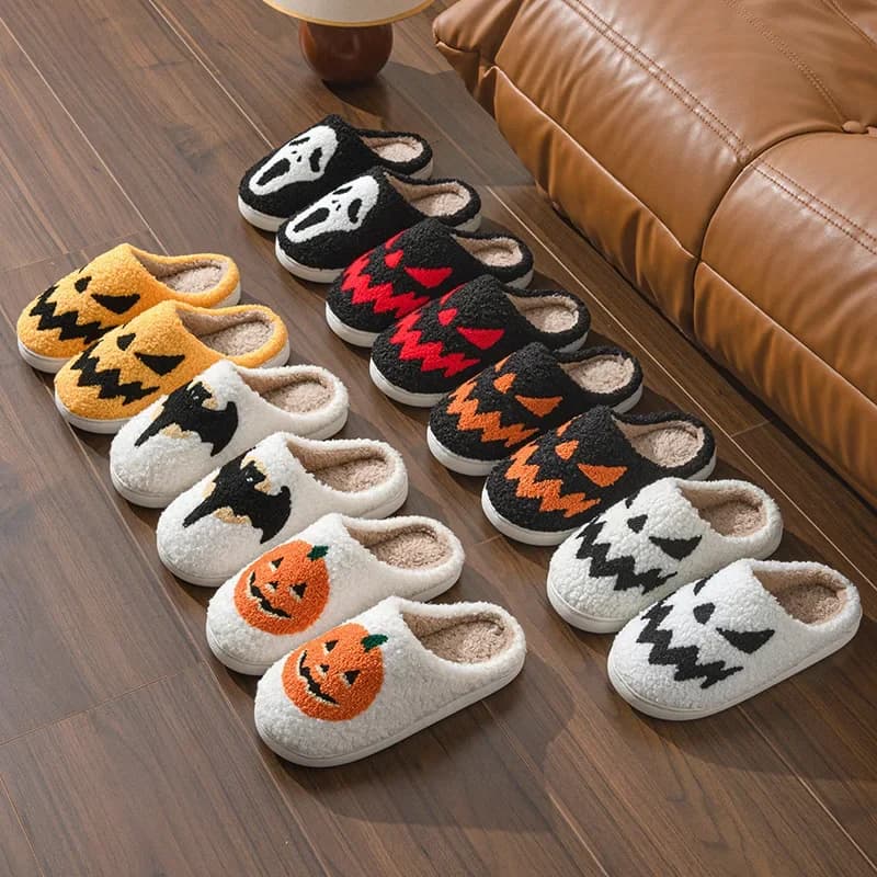 Dámské vyšívané Halloween papuče pro pár do interiéru PVC podrážka letní sezóna