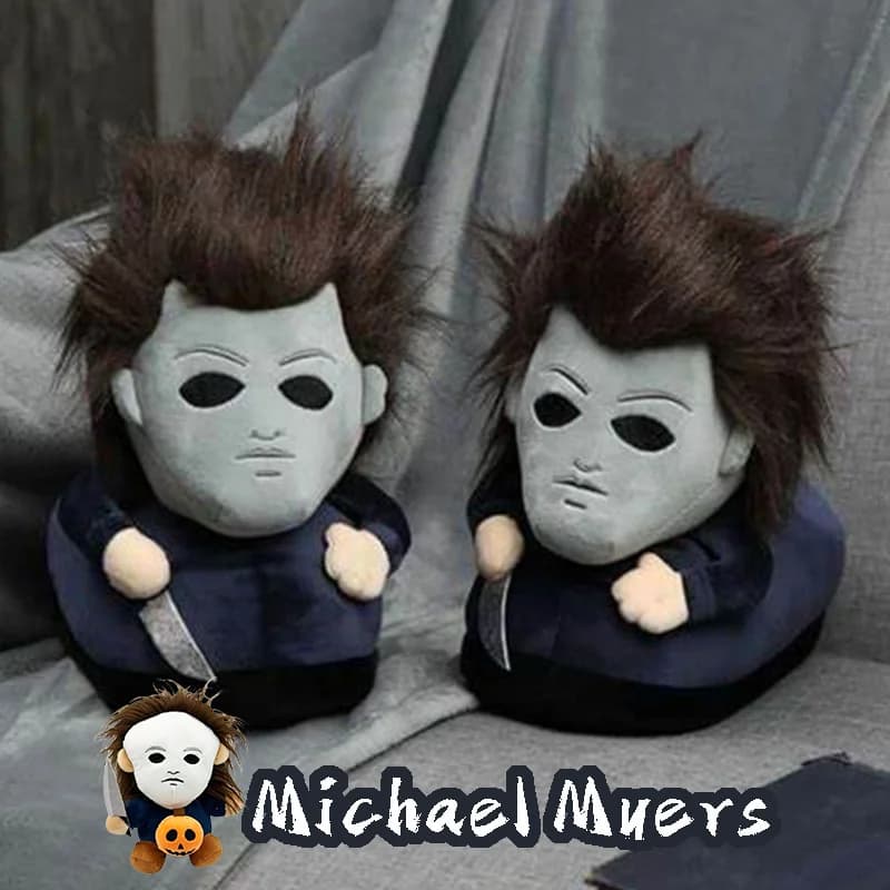 Unisex plyšové pantofle s motivem Highlandská kráva Halloween Michael Myers neklouzavé podrážky