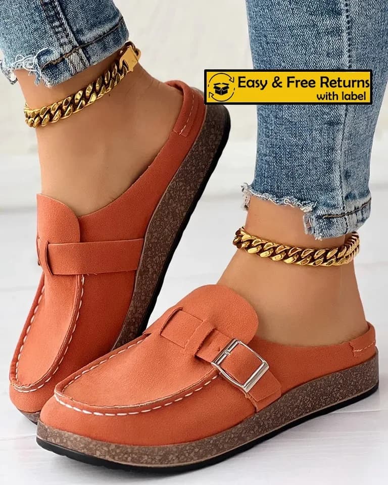 Dámské slip on pantofle na sponu retro mules letní ploché boty