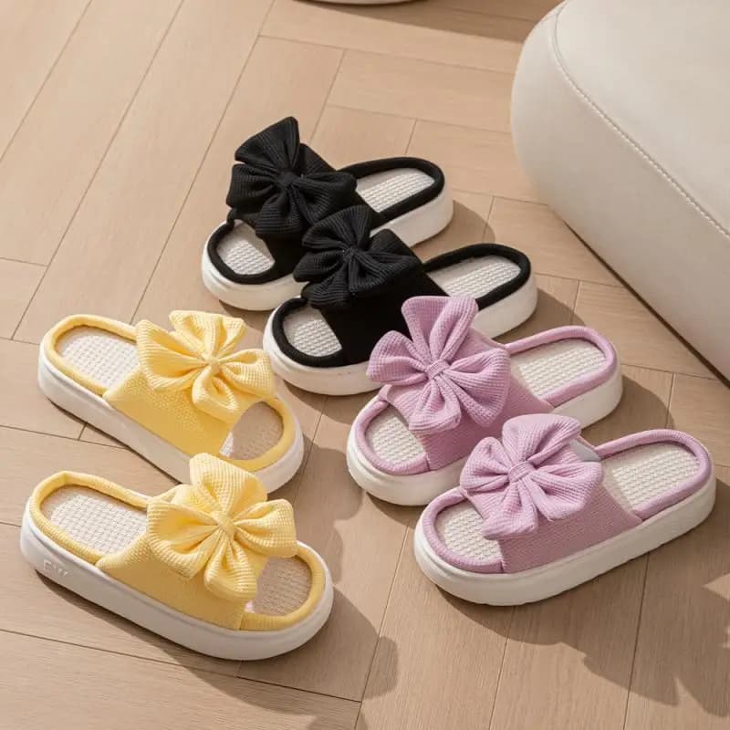 Dámské platformové pantofle pro domácí i venkovní nošení mašle luxusní elegantní pohodlné