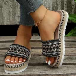 Dámské pletené espadrilky s platformou letní plážové sandály boho handmade - náhled 5