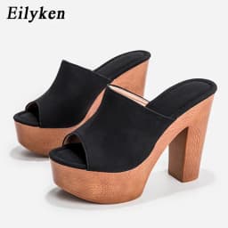 Dámské letní platformové sandály s dřevěným vzorem gladiátorové peep toe - náhled 3