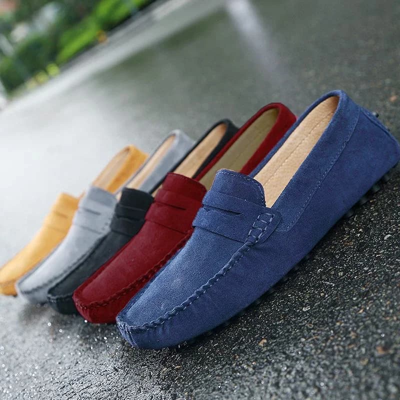 Pánské casual boty semiš pravá kůže loafers mokasíny slip on