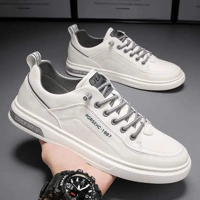 Pánské kožené slip on boty podzimní tenisky pro chůzi řízení a kancelář pohodlné