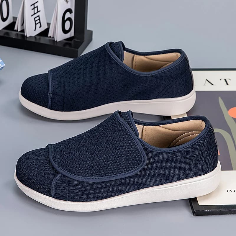 Diabetické ortopedické boty pro široké nohy s nastavitelným zapínáním s oporou klenby pro starší