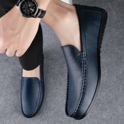 Pánské kožené mokasíny loafers slip on elegantní pohodlné boty - náhled 5