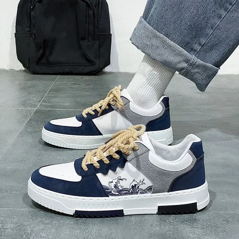 Univerzální pánské boty s tlustou podrážkou prodyšné bílé nekožené casual sportovní trendy