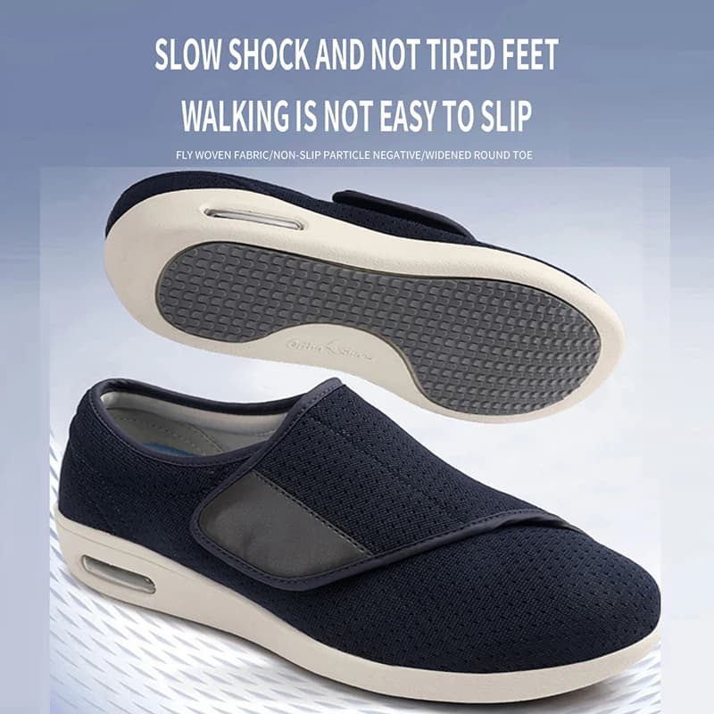 Diabetická obuv pro seniory široká šířka nastavitelná pro otoky nohou protiskluzová