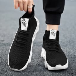 Prodyšné bílé pánské tenisky s tlustou podrážkou a tkaničkami sportovní casual obuv - náhled 4