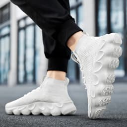 Prodyšné bílé pánské tenisky s tlustou podrážkou a tkaničkami sportovní casual obuv - náhled 5