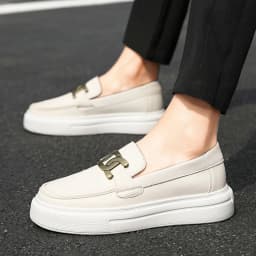Elegantní dámské kožené mokasíny slip on s platformou pohodlné - náhled 4