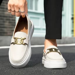 Elegantní dámské kožené mokasíny slip on s platformou pohodlné - náhled 5
