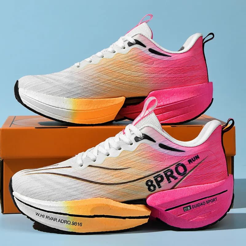 Men Running Shoes Flat Comfortable Non-slip Lightweight Outdoor Marathon Sneakers Mesh Breathable Lace-up Tennis Shoes for Teen