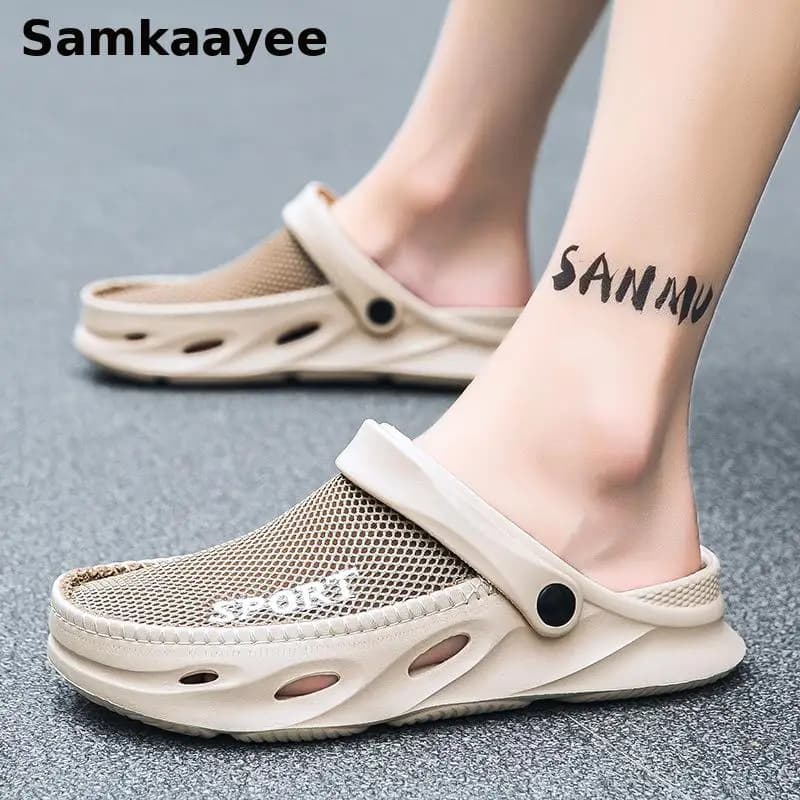 Pánské letní sandály slip-on prodyšné síťované 38–47 protiskluzové plážové žabky