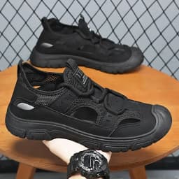 Pánské lehké letní slip-on sandály prodyšné s výřezy na pláž pohodlné syntetické - náhled 4