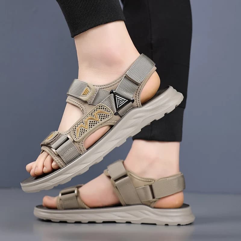 Letní prodyšné pánské kožené sandály pohodlné s měkkou podešví trendy stylové