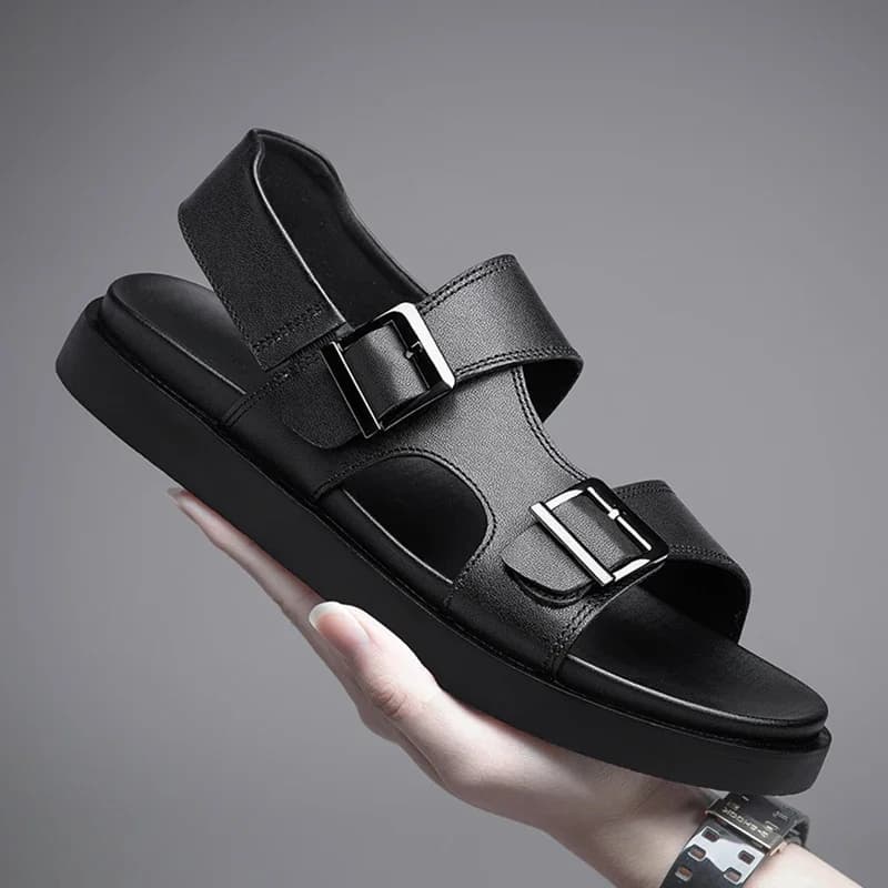 Letní outdoorové sandály z pravé kůže pro muže protiskluzové pohodlné procházkové boty