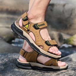 Pánské plážové sandály z pravé měkké kůže letní outdoor pohodlné - náhled 3