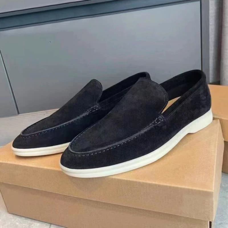 Pánské semišové kožené mokasíny slip-on pro volný čas luxusní prodyšné