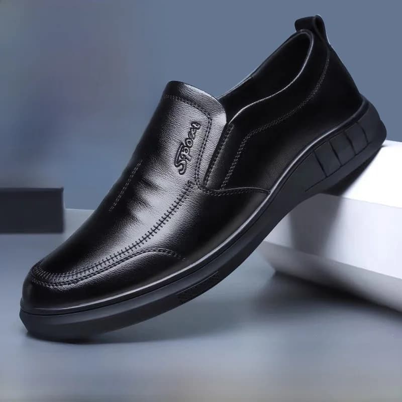 Pánské kožené boty slip on prodyšné lehké pohodlné protiskluzová podrážka celoroční obuv
