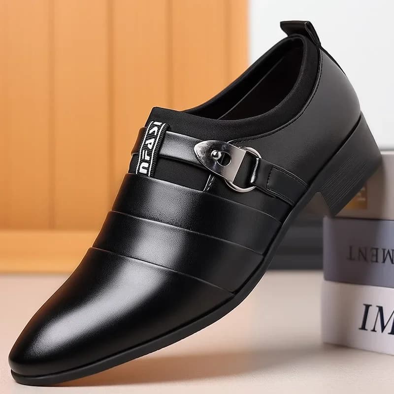 Pánské kožené slip-on boty s ostrou špičkou Oxford formální na svatbu kancelář