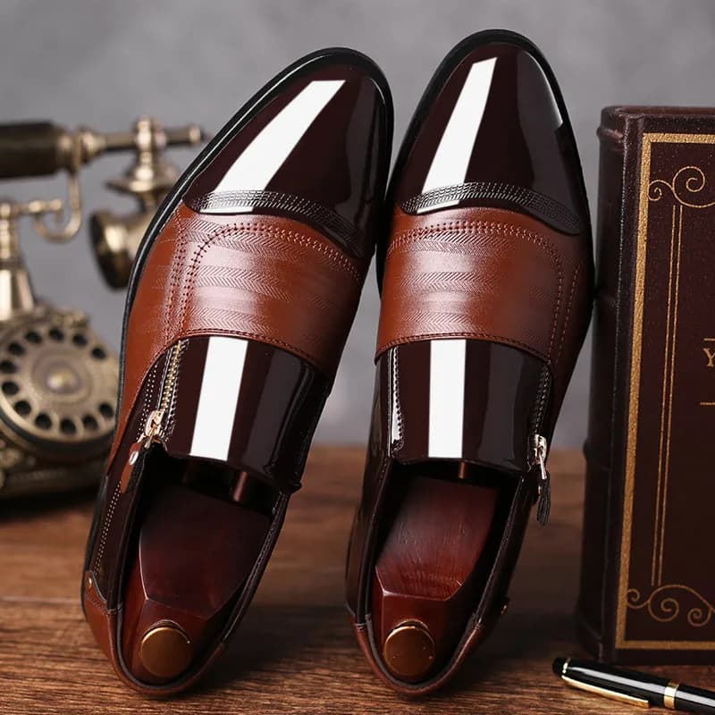 Pánské společenské boty Oxford slip-on černé do kanceláře a na svatbu