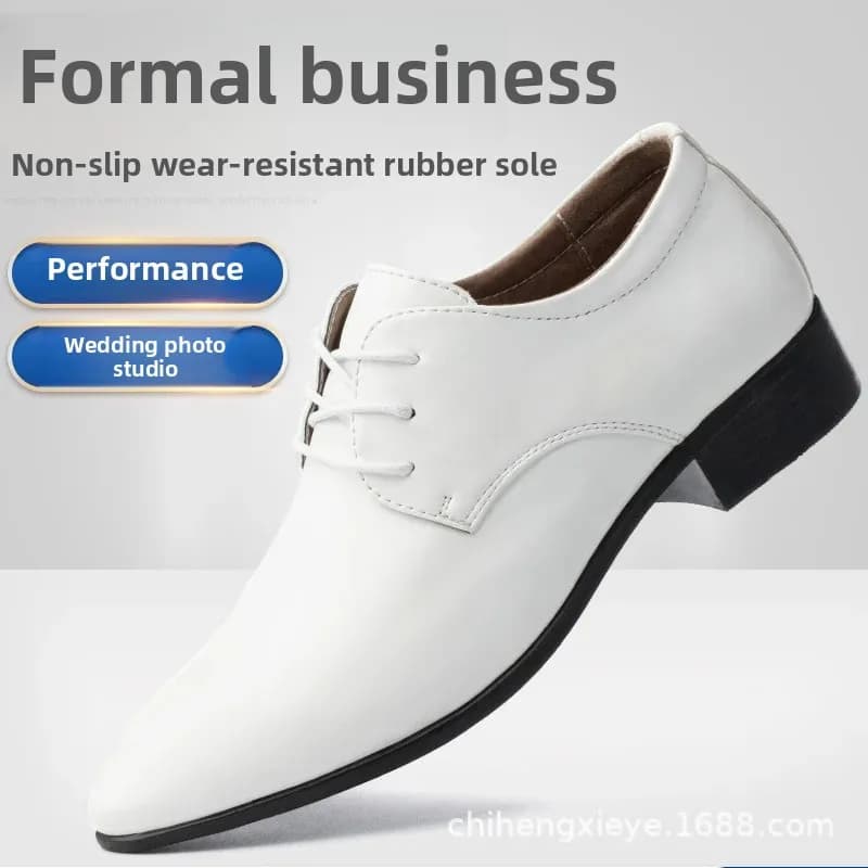 Pánské boty business casual bílé prodyšné korejský styl jaro podzim svatební obuv