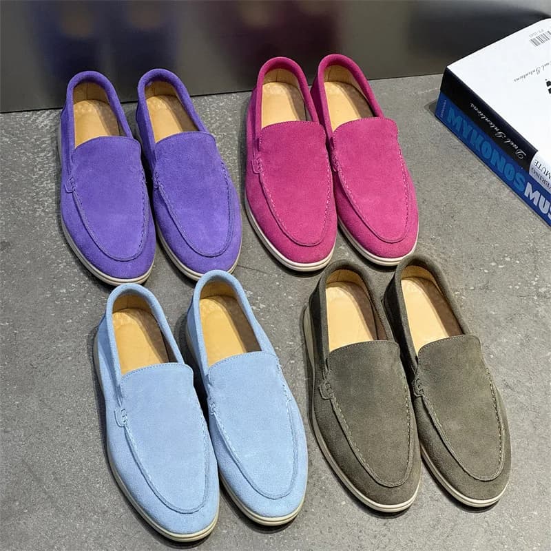 Pánské mokasíny ve stylu britské klasiky z telecího semišu a pravé kůže volnočasové boty