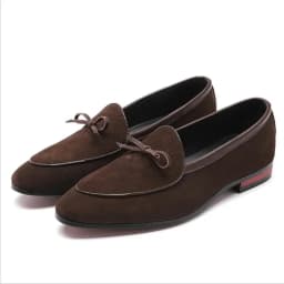 Pánské casual boty s mašličkou slip on mokasíny semišové - náhled 7