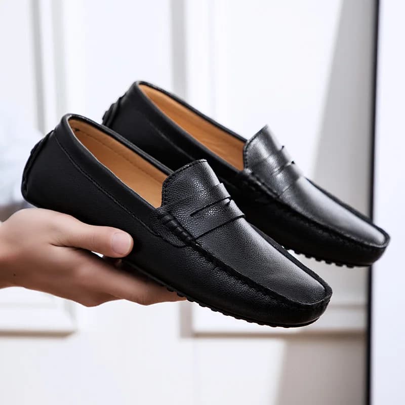 Pánské kožené slip-on boty velikost 49 letní mokasíny pohodlné řidičské boty