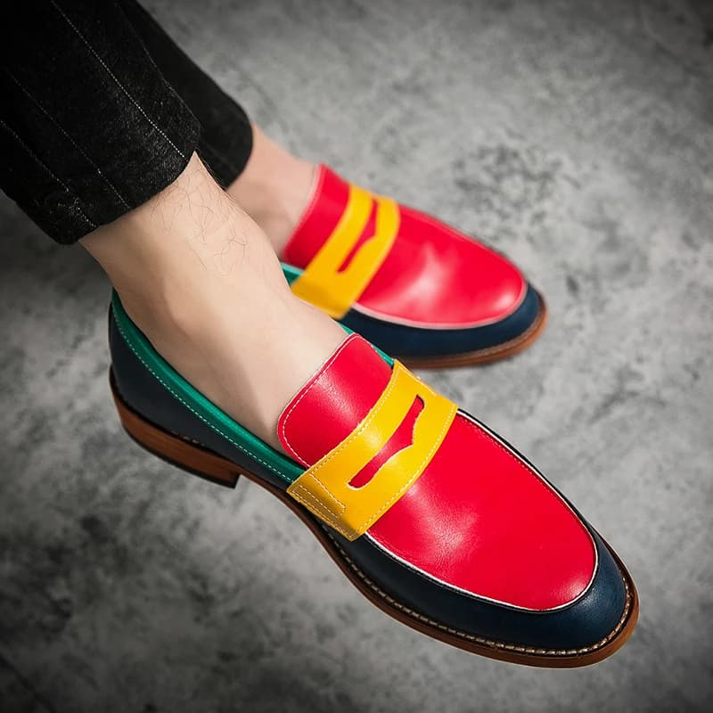 Pánské kožené loafers boty pro formální i volnočasové nošení jednobarevné na svatbu doprava zdarma