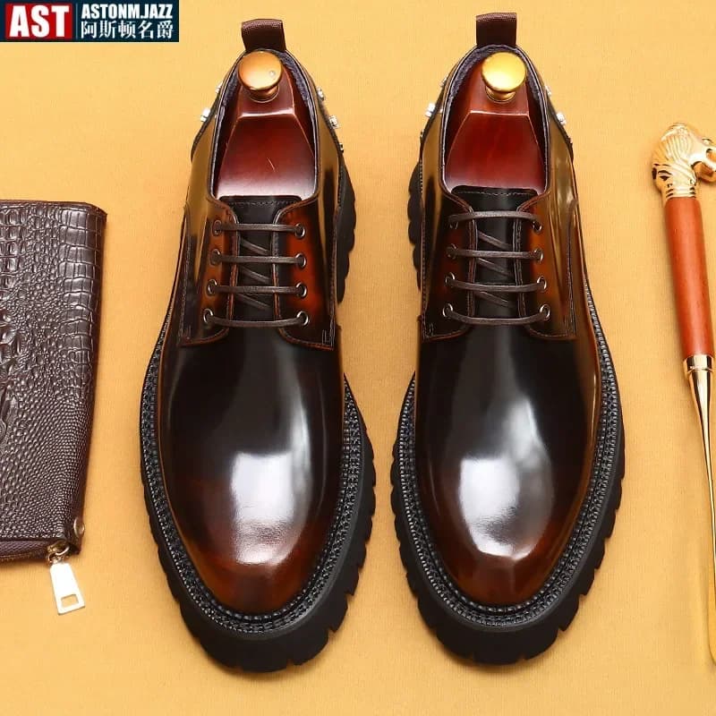 Pánské oxford boty z pravé kůže šněrovací pro svatbu, kancelář i formální derby