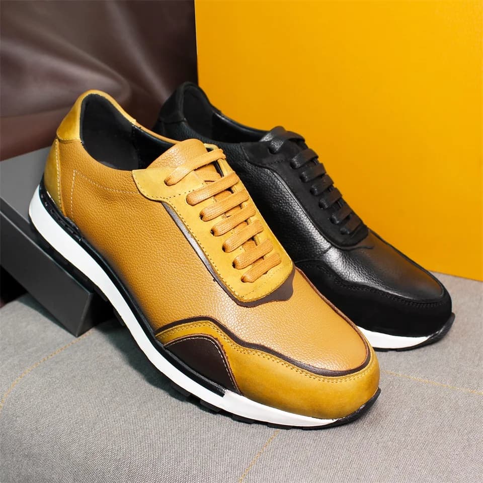 Pánské kožené šněrovací boty casual luxusní ruční výroba hnědé pohodlné formální