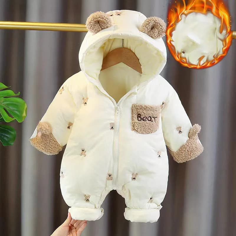 Zimní kojenecký overal s kapucí a flísovou podšívkou unisex