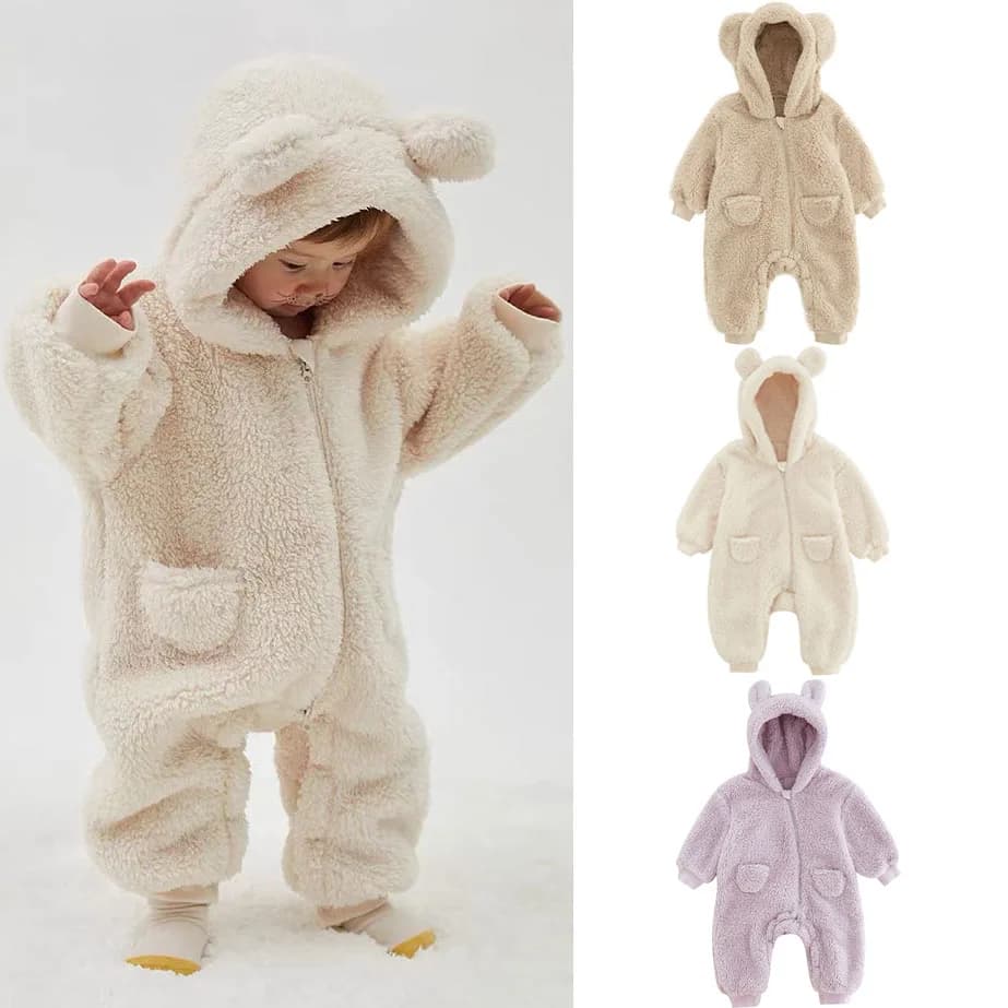 Dětský overal 0 až 2 roky fleece teplý na jaro podzim s potiskem zvířátek