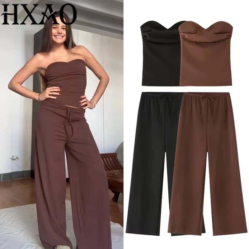 Elegantní dvoudílný set baggy kalhot s korzetovým topem 2025 jaro léto casual sexy Y2K