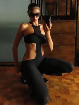 Sexy bez zad dámská kombinéza s halterem Slim Stretch klubový noční outfit - náhled 5