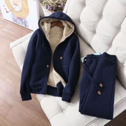 Podzimní zimní dámská dvoudílná souprava mikina s kapucí tepláky fleece - náhled 6